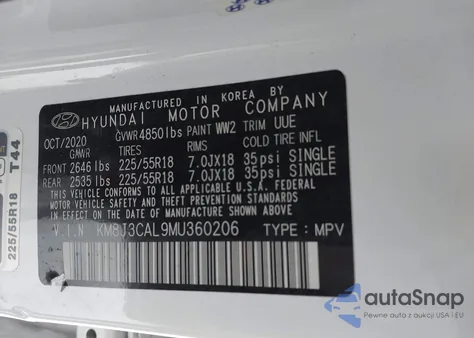 2021 Hyundai Tucson Limited из США, поврежденный, VIN KM8J3CAL9MU360206